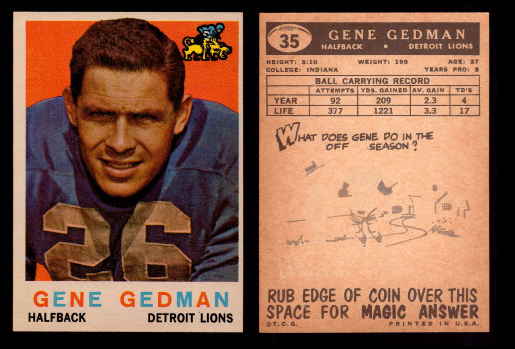 1959 Topps Football Trading Card You Pick Singles #1-#176 VG/EX #	35	Gene Gedman  - TvMovieCards.com
