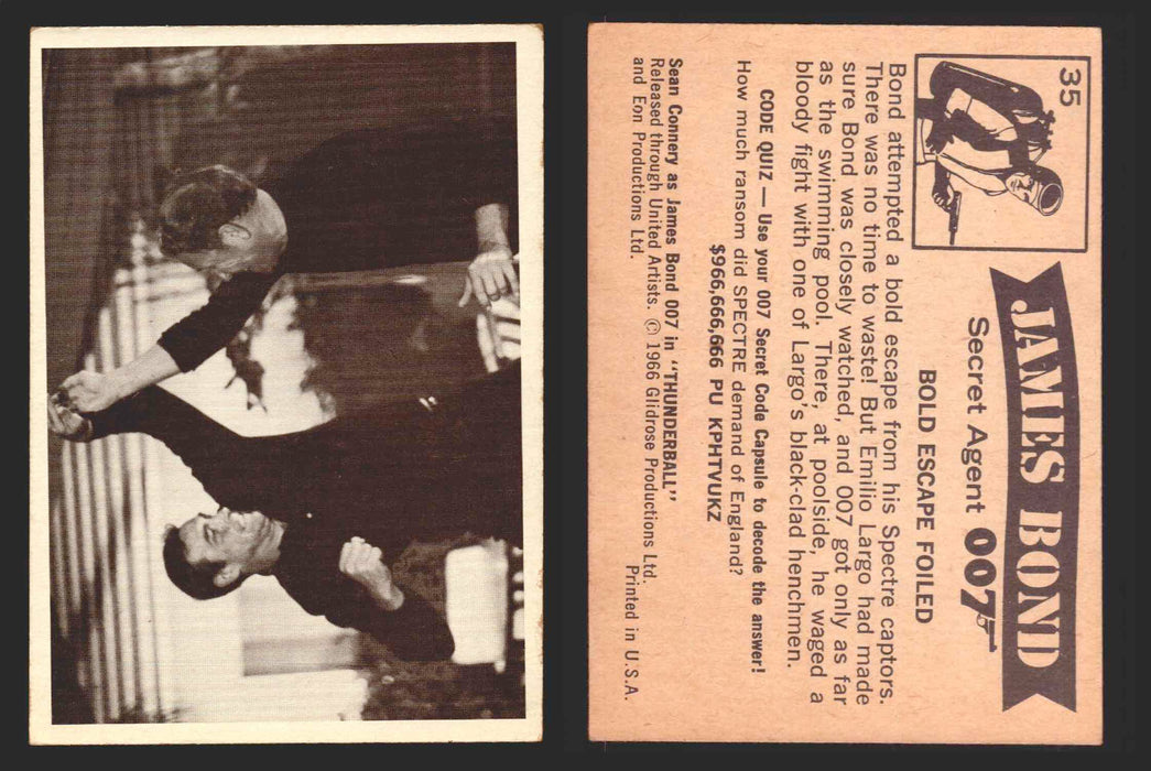 1966 James Bond 007 Thunderball Vintage Trading Cards You Pick Singles #1-66 35   Bold Escape Foiled  - TvMovieCards.com