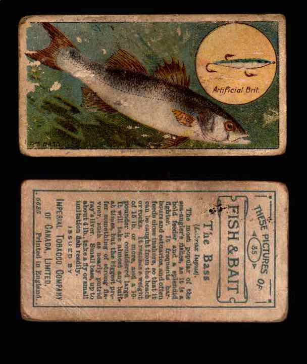 1910 Fish and Bait Imperial Tobacco Vintage Trading Cards You Pick Singles #1-50 #35 The Bass  - TvMovieCards.com