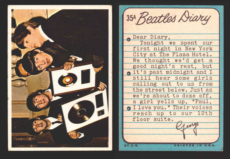 Beatles Diary Topps 1964 Vintage Trading Cards You Pick Singles #1A-#60A #	35	A  - TvMovieCards.com