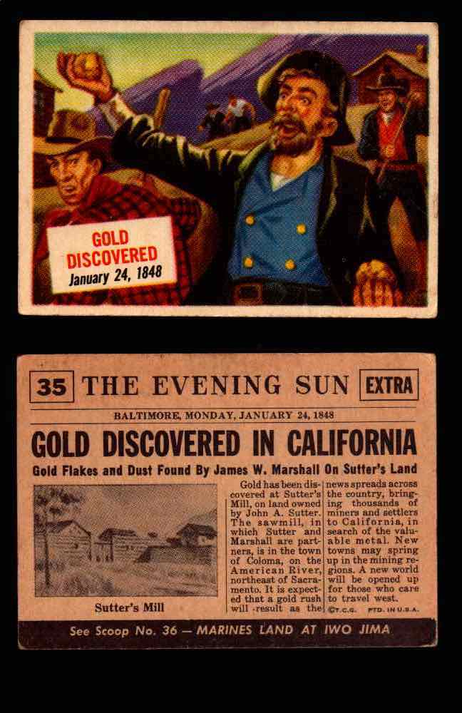 1954 Scoop Newspaper Series 1 Topps Vintage Trading Cards You Pick Singles #1-78 35   Gold Discovered  - TvMovieCards.com