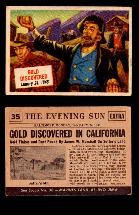 1954 Scoop Newspaper Series 1 Topps Vintage Trading Cards You Pick Singles #1-78 35   Gold Discovered  - TvMovieCards.com