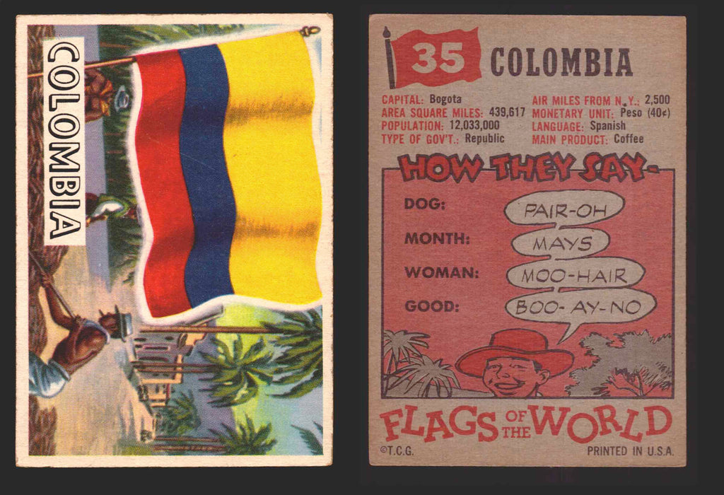 1956 Flags of the World Vintage Trading Cards You Pick Singles #1-#80 Topps 35	Colombia  - TvMovieCards.com