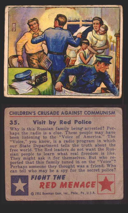 1951 Red Menace Vintage Trading Cards #1-48 You Pick Singles Bowman Gum 35   Visit by Red Police  - TvMovieCards.com