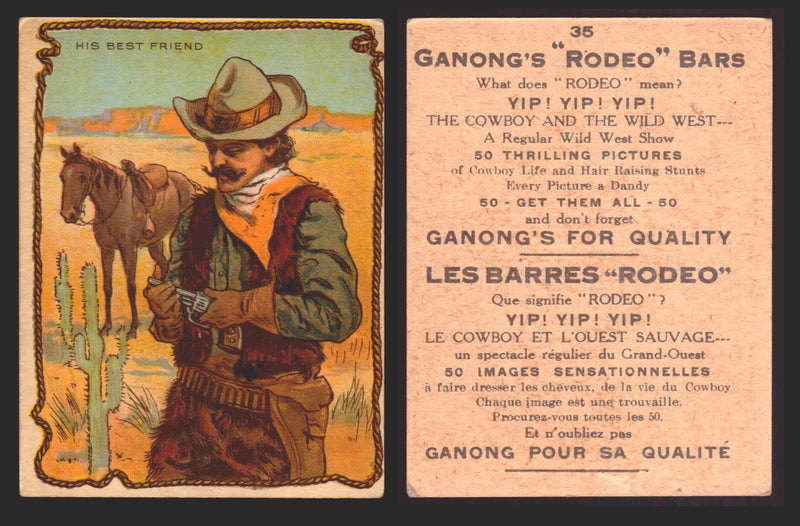 1930 Ganong "Rodeo" Bars V155 Cowboy Series #1-50 Trading Cards Singles #35 His Best Friend  - TvMovieCards.com