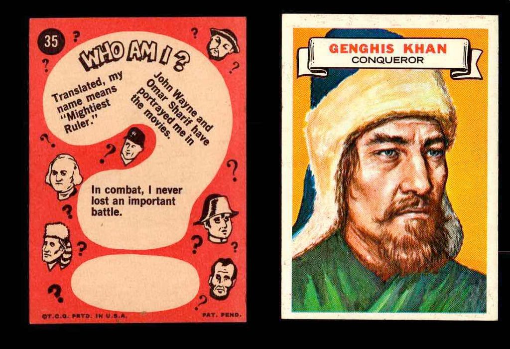 1967 Who Am I? Topps Vintage Trading Cards You Pick Singles #1-44 #35   Genghis Khan Uncoated  - TvMovieCards.com