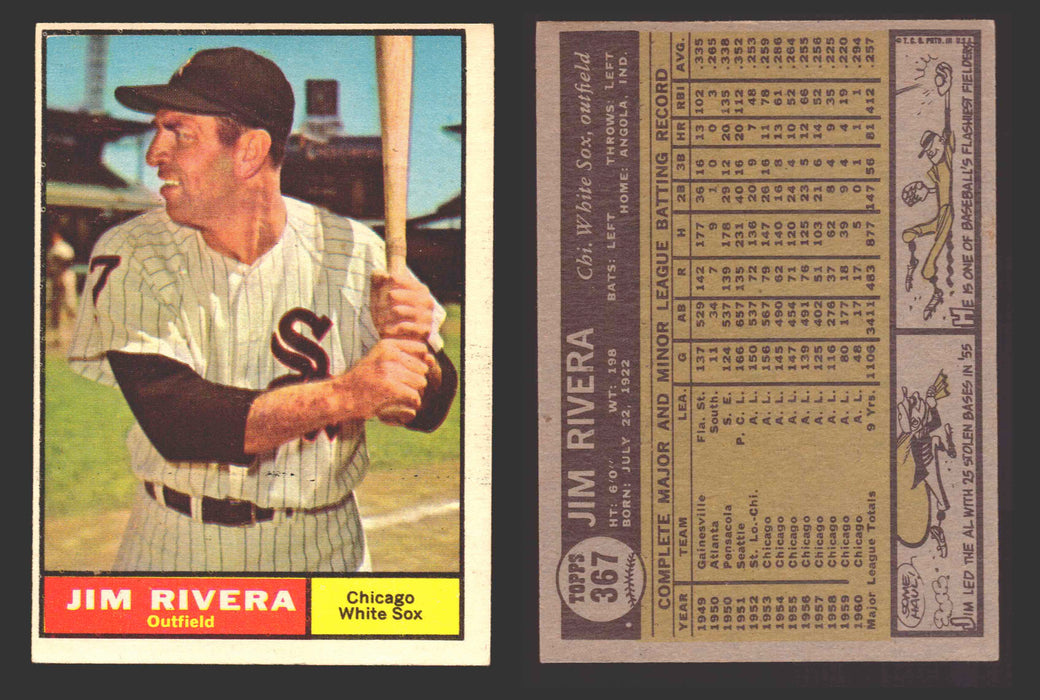 1961 Topps Baseball Trading Card You Pick Singles #300-#399 VG/EX #	367 Jim Rivera - Chicago White Sox  - TvMovieCards.com