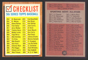 1962 Topps Baseball Trading Card You Pick Singles #300-#399 VG/EX #	367 Checklist 353-429  - TvMovieCards.com