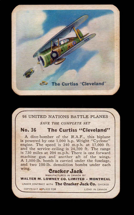 Cracker Jack United Nations Battle Planes Vintage You Pick Single Cards #1-70 #36  - TvMovieCards.com