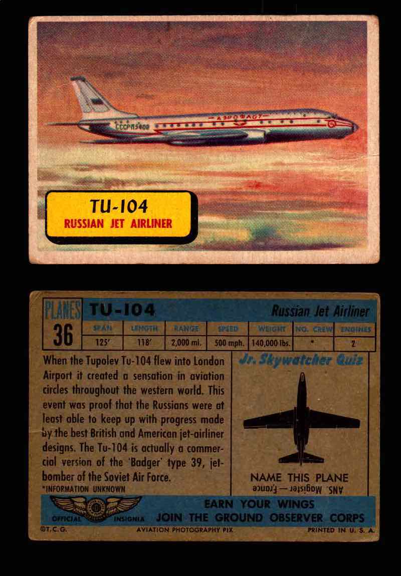 1957 Planes Series I Topps Vintage Card You Pick Singles #1-60 #36  - TvMovieCards.com