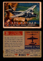 1952 Wings Topps TCG Vintage Trading Cards You Pick Singles #1-100 #36  - TvMovieCards.com