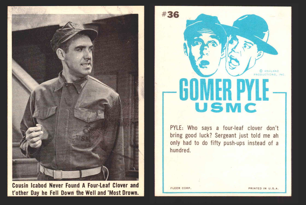 1965 Gomer Pyle Vintage Trading Cards You Pick Singles #1-66 Fleer 36   Cousin Icabod never found a four-leaf clover and t  - TvMovieCards.com