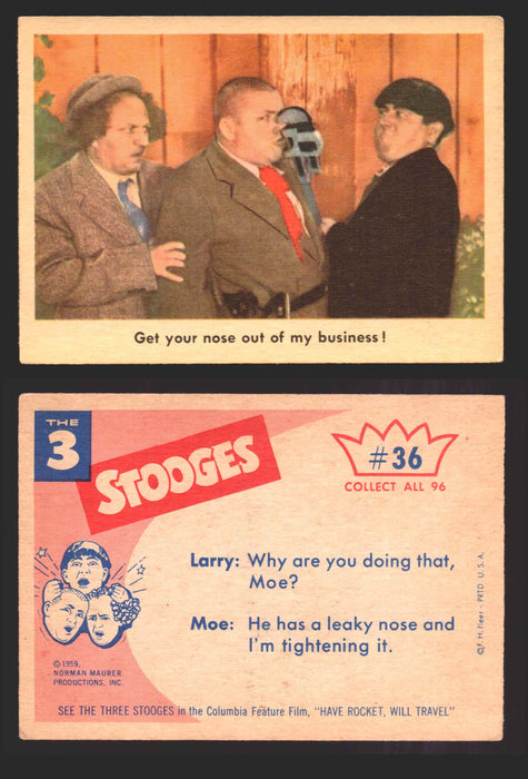 1959 Three 3 Stooges Fleer Vintage Trading Cards You Pick Singles #1-96 #36  - TvMovieCards.com