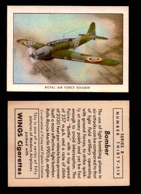 1941 Modern American Airplanes Series B Vintage Trading Cards Pick Singles #1-50 36	 	Royal Air Force Bomber  - TvMovieCards.com