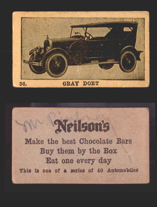 1920s Neilson's Chocolate Automobile Vintage Trading Cards U Pick Singles #1-40 #36 Gray Dort  - TvMovieCards.com
