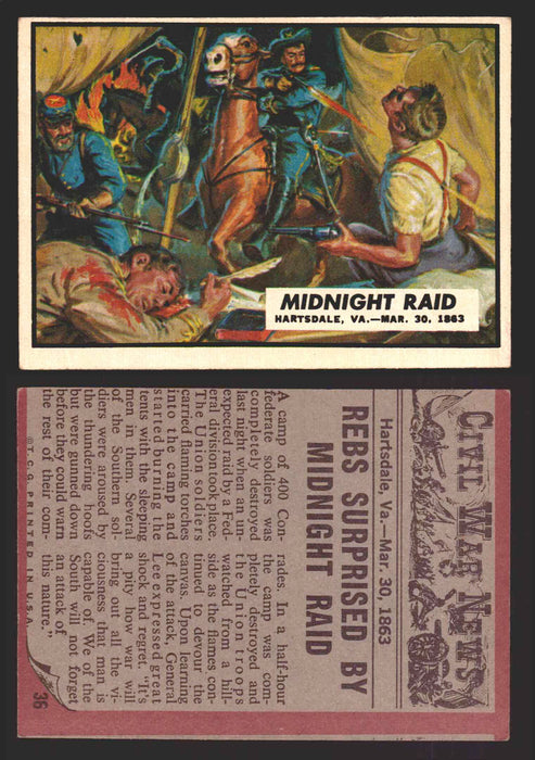 1962 Civil War News Topps TCG Trading Card You Pick Single Cards #1 - 88 36   Midnight Raid  - TvMovieCards.com