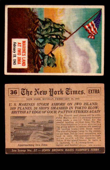 1954 Scoop Newspaper Series 1 Topps Vintage Trading Cards You Pick Singles #1-78 36   Marines Land at Iwo Jima  - TvMovieCards.com