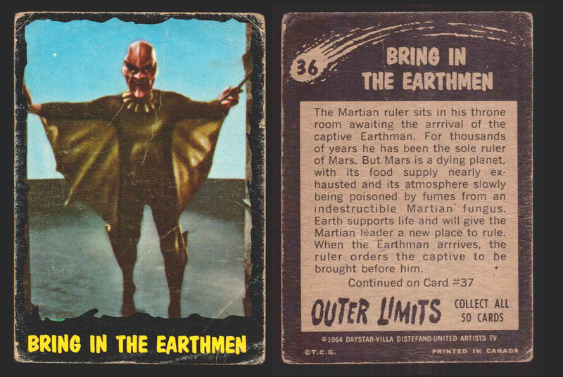 1964 Outer Limits Vintage Trading Cards #1-50 You Pick Singles O-Pee-Chee OPC 36   Bring in the Earthmen  - TvMovieCards.com
