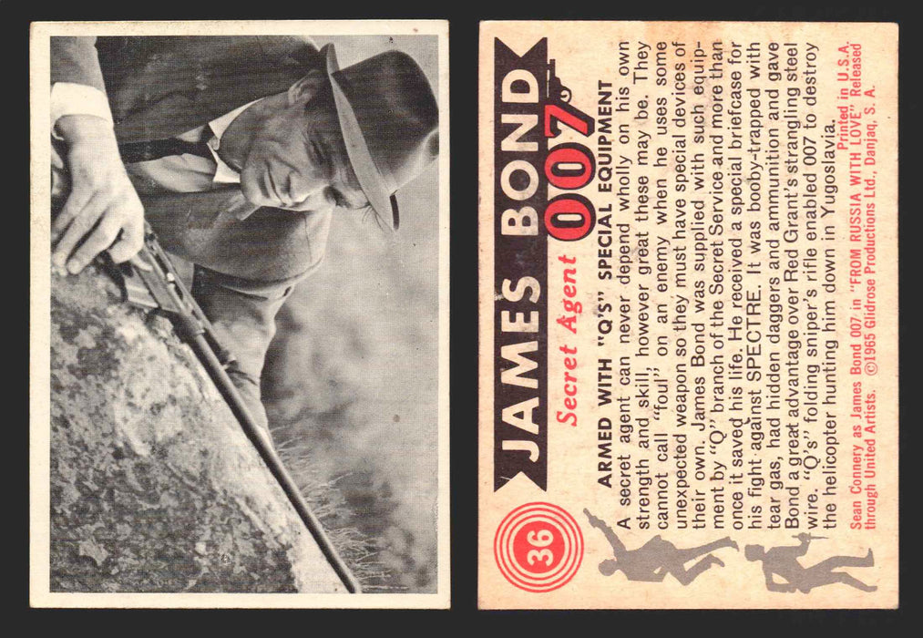 1965 James Bond 007 Glidrose Vintage Trading Cards You Pick Singles #1-66 36   Armed With "Q's" Special Equipment  - TvMovieCards.com