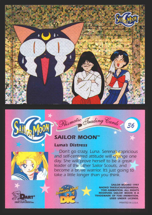 1997 Sailor Moon Prismatic You Pick Trading Card Singles #1-#72 No Cracks 36   Luna's Distress  - TvMovieCards.com
