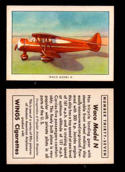 1940 Modern American Airplanes Series 1 Vintage Trading Cards Pick Singles #1-50 37 Waco Model N  - TvMovieCards.com