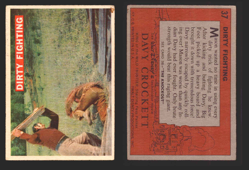 Davy Crockett Series 1 1956 Walt Disney Topps Vintage Trading Cards You Pick Sin 37   Dirty Fighting  - TvMovieCards.com