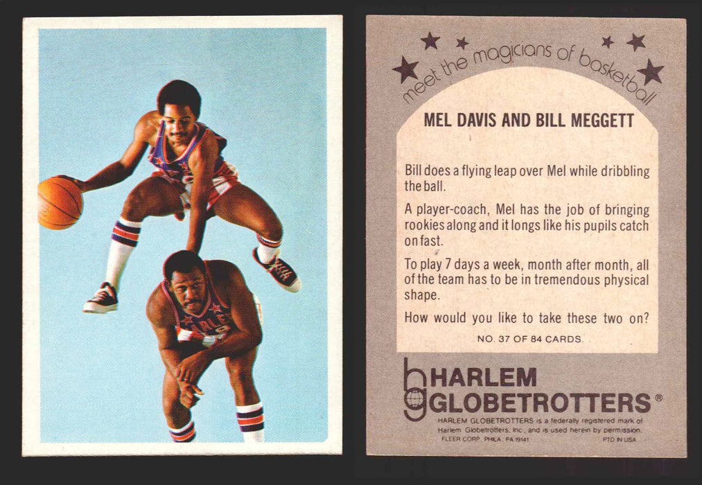 1971 Harlem Globetrotters Fleer Vintage Trading Card You Pick Singles #1-84 37 of 84   Mel Davis and Bill Meggett  - TvMovieCards.com