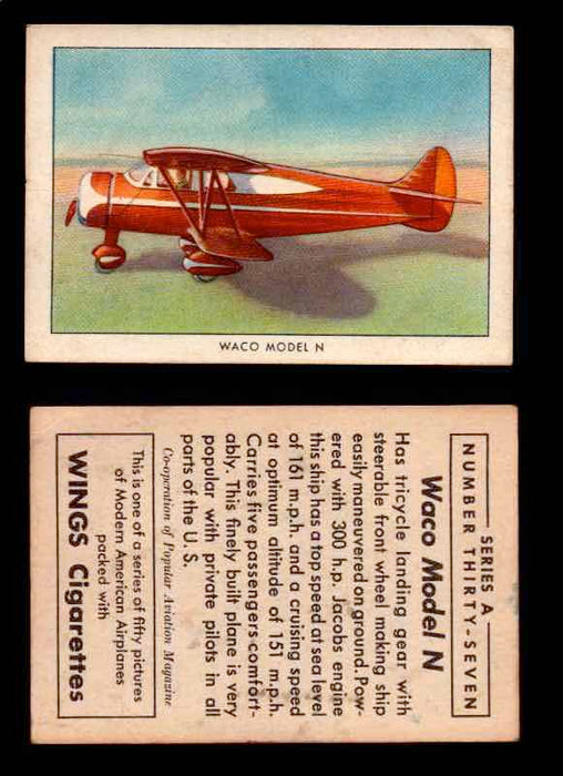 1940 Modern American Airplanes Series A Vintage Trading Cards Pick Singles #1-50 37 Waco Model N  - TvMovieCards.com