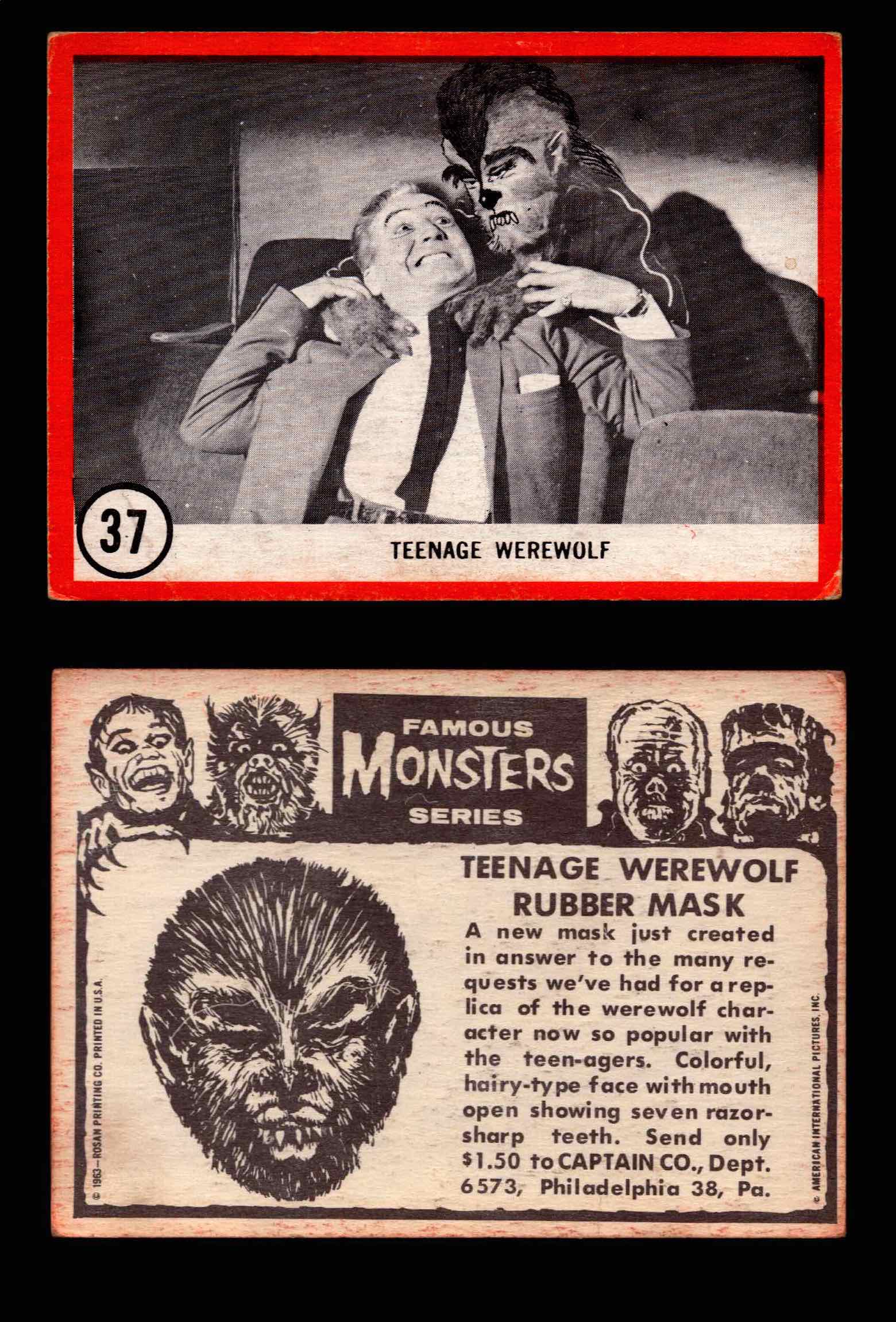 Famous Monsters 1963 Vintage Trading Cards You Pick Singles #1-64