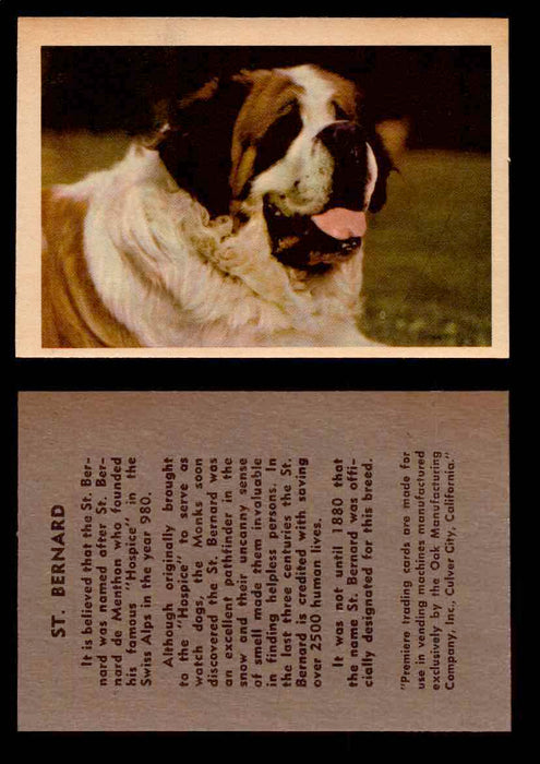 1957 Dogs Premiere Oak Man. R-724-4 Vintage Trading Cards You Pick Singles #1-42 #37 St. Bernard  - TvMovieCards.com