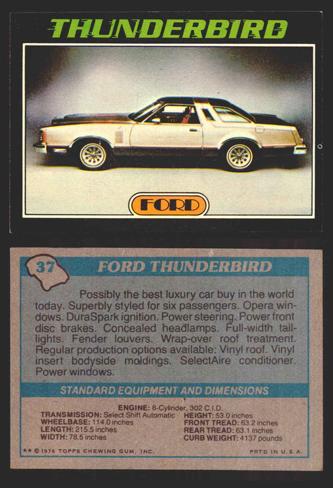 1976 Autos of 1977 Vintage Trading Cards You Pick Singles #1-99 Topps 37   Ford Thunderbird  - TvMovieCards.com