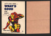 1967 Philadelphia Gum Marvel Super Hero Stickers Vintage You Pick Singles #1-55 37   Iron Man - Let's see now----What's good for rust?  - TvMovieCards.com