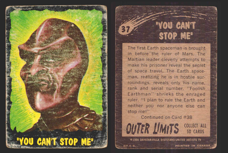 1964 Outer Limits Vintage Trading Cards #1-50 You Pick Singles O-Pee-Chee OPC 37   "You Can't Stop Me”  - TvMovieCards.com