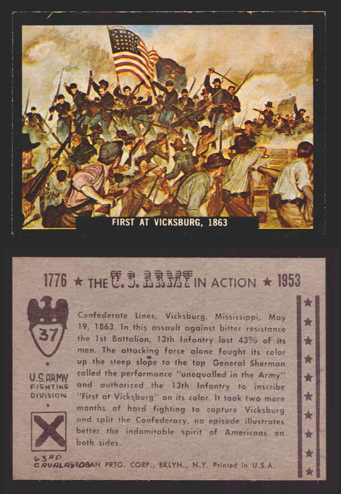 1961 The U.S. Army in Action 1776-1953 Trading Cards You Pick Singles #1-64 37   First at Vicksburg 1863  - TvMovieCards.com