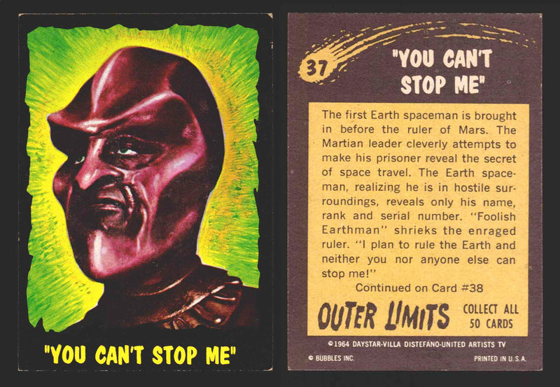 1964 Outer Limits Bubble Inc Vintage Trading Cards #1-50 You Pick Singles #37  - TvMovieCards.com