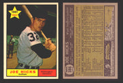 1961 Topps Baseball Trading Card You Pick Singles #300-#399 VG/EX #	386 Joe Hicks - Washington Senators  - TvMovieCards.com