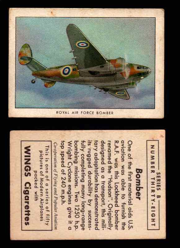 1941 Modern American Airplanes Series B Vintage Trading Cards Pick Singles #1-50 38	 	Royal Air Force Bomber  - TvMovieCards.com