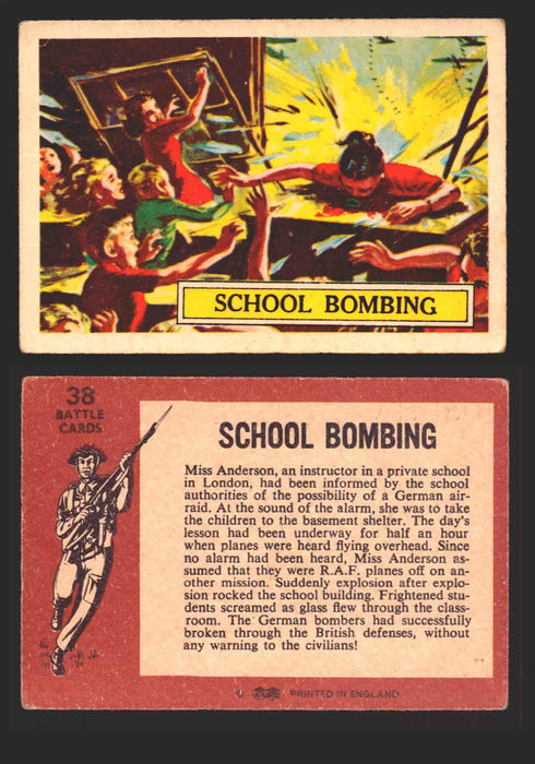 1965 Battle World War II A&BC Vintage Trading Card You Pick Singles #1-#73 38   School Bombing  - TvMovieCards.com