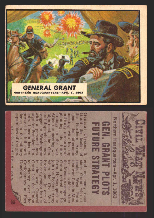 1962 Civil War News Topps TCG Trading Card You Pick Single Cards #1 - 88 38   General Grant  - TvMovieCards.com