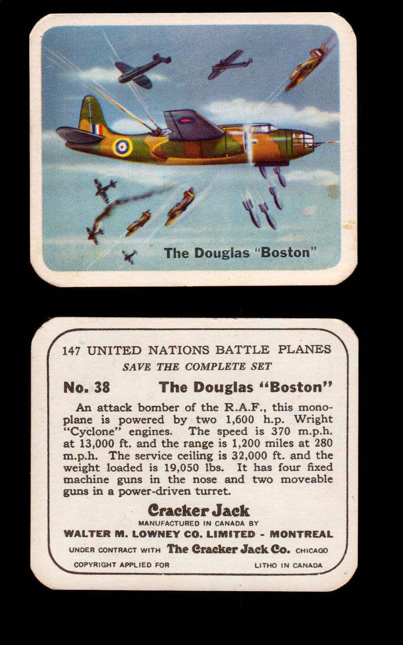 Cracker Jack United Nations Battle Planes Vintage You Pick Single Cards #1-70 #38  - TvMovieCards.com