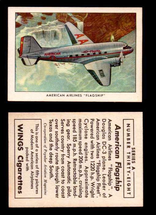 1940 Modern American Airplanes Series A Vintage Trading Cards Pick Singles #1-50 38 American Airlines “Flagship” (Douglas DC-3)  - TvMovieCards.com
