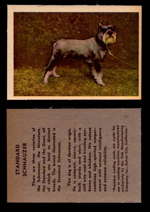 1957 Dogs Premiere Oak Man. R-724-4 Vintage Trading Cards You Pick Singles #1-42 #38 Standard Schnauzer  - TvMovieCards.com