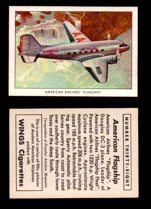 1940 Modern American Airplanes Series 1 Vintage Trading Cards Pick Singles #1-50 38 American Airlines “Flagship” (Douglas DC-3)  - TvMovieCards.com