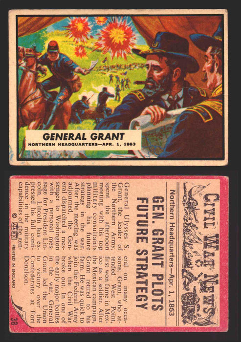 Civil War News Vintage Trading Cards A&BC Gum You Pick Singles #1-88 1965 38   General Grant  - TvMovieCards.com