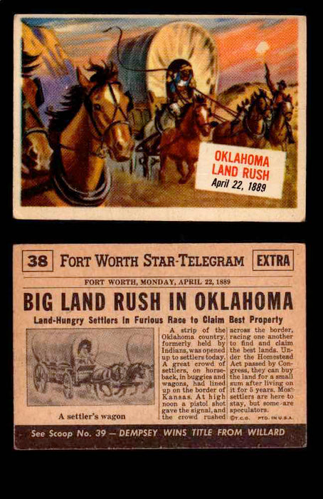 1954 Scoop Newspaper Series 1 Topps Vintage Trading Cards You Pick Singles #1-78 38   Oklahoma Land Rush  - TvMovieCards.com