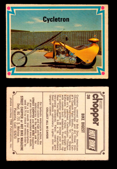 1972 Street Choppers & Hot Bikes Vintage Trading Card You Pick Singles #1-66 #38   Cycletron (pin holes)  - TvMovieCards.com