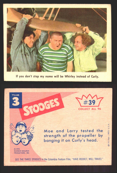 1959 Three 3 Stooges Fleer Vintage Trading Cards You Pick Singles #1-96 #39  - TvMovieCards.com