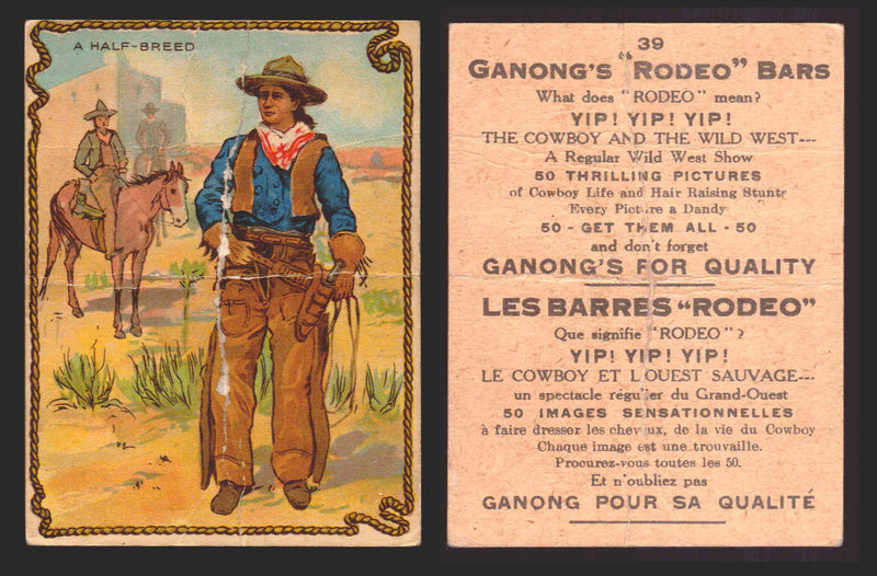 1930 Ganong "Rodeo" Bars V155 Cowboy Series #1-50 Trading Cards Singles #39 A Half-Breed  - TvMovieCards.com