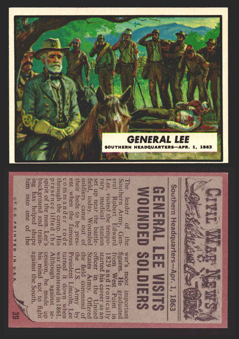 1962 Civil War News Topps TCG Trading Card You Pick Single Cards #1 - 88 39   General Lee  - TvMovieCards.com