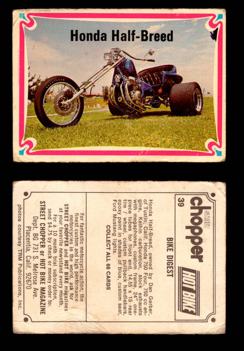 1972 Donruss Choppers & Hot Bikes Vintage Trading Card You Pick Singles #1-66 #39   Honda Half-Breed (creased)  - TvMovieCards.com